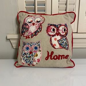 Owl themed “home” decorative pillow